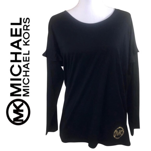 Michael Kors Tops - Michael Kors Ruffled long sleeve logo shirt